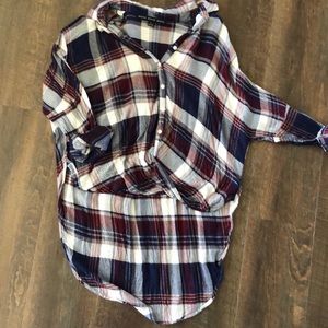 Hi low plaid shirt
